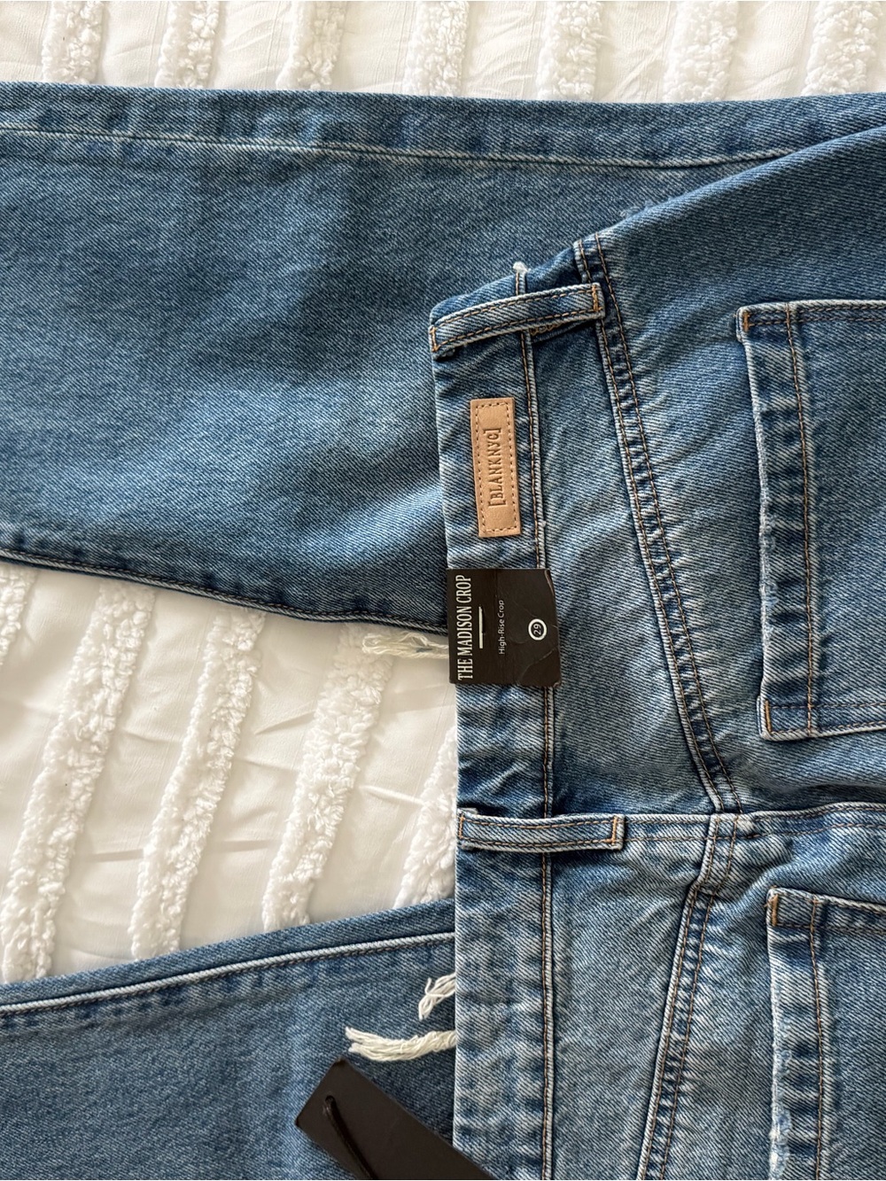 Blank NYC Madison Crop Distressed Button-Fly Blue Jeans NEW - Picture 8 of 13